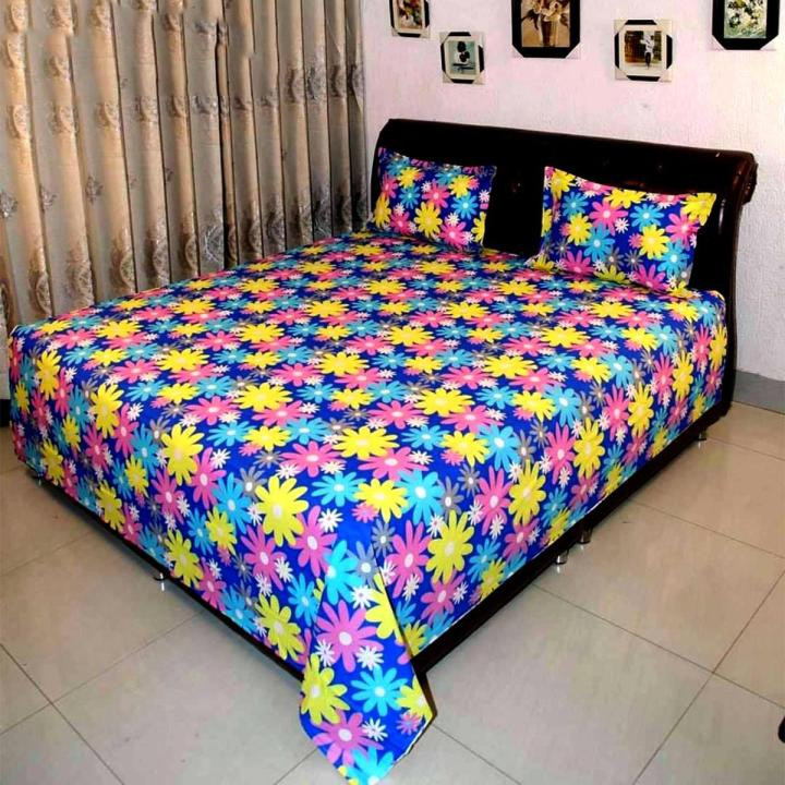King Size Cotton Twill Panel Bed Sheet Set (7.5x8.5 ft) - Includes Two Pillow Covers (20 to 36 inch) - Flat Type - Thread Count: 400 - Hand and Machine Washable"