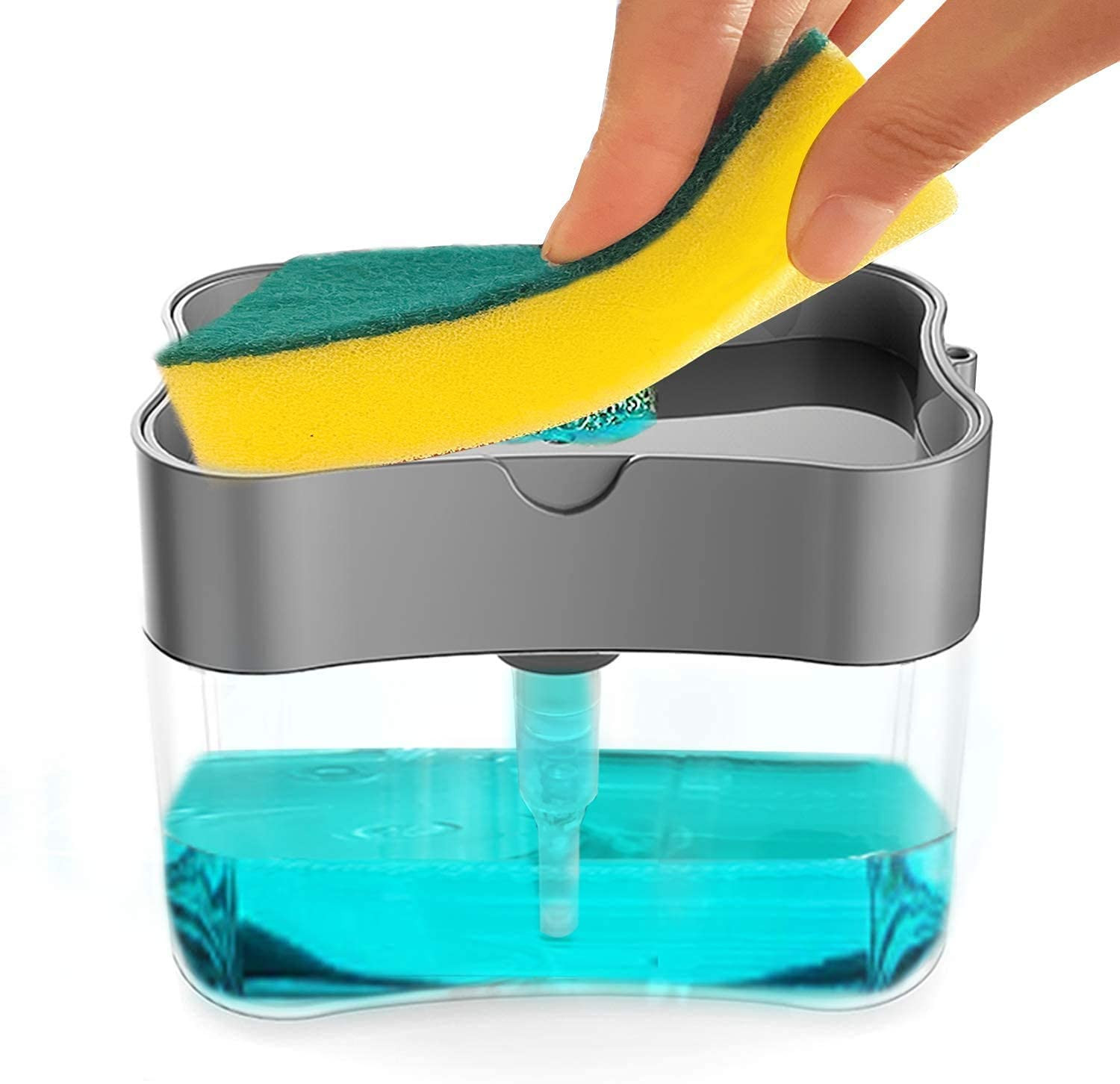 Liquid Soap Dispenser Soap Pump Sponge Caddy Holder Creative Hand Press Kitchen Dish Soap Dispenser with Washing Sponge