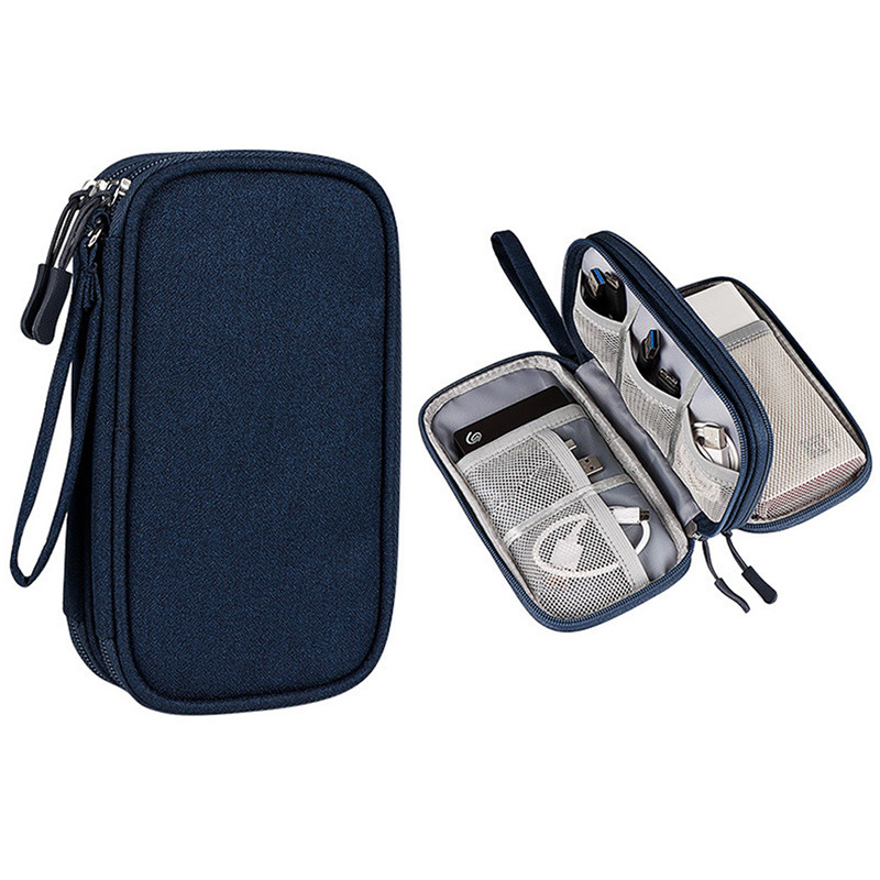 Portable Gadget Bag for Data Cable Mobile Power bank Earphone Organizer Storage Bag Travel kit Carry Bag Digital case Double Layer Digital USB Hard Disk Protection Bag