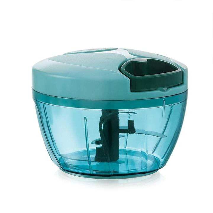 Large Handy and Compact Chopper Handy Quick Cutter for Kitchen, 3 Blade Stainless Steel, Pull String, Green (350ml) - onion