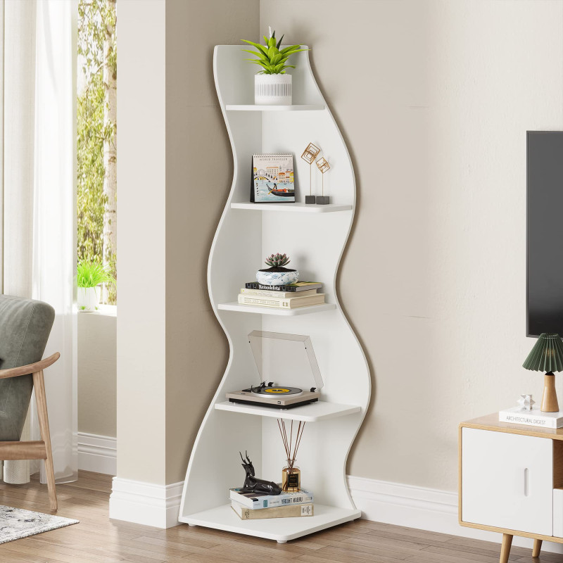 Modern 5 Tier Book Shelf showpiece shelf- Home & Office Multipurpose Shelf-Display Showcase Stand also use for corner Showpiece shelf 72/18''