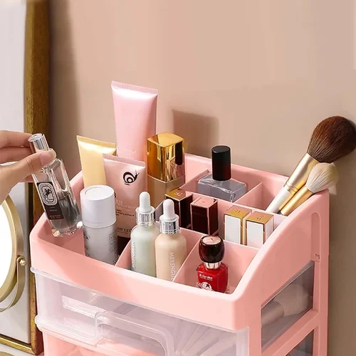 Women Makeup Case Storage Organizer Cosmetic Holder Container Box With Drawer 1 Pcs
