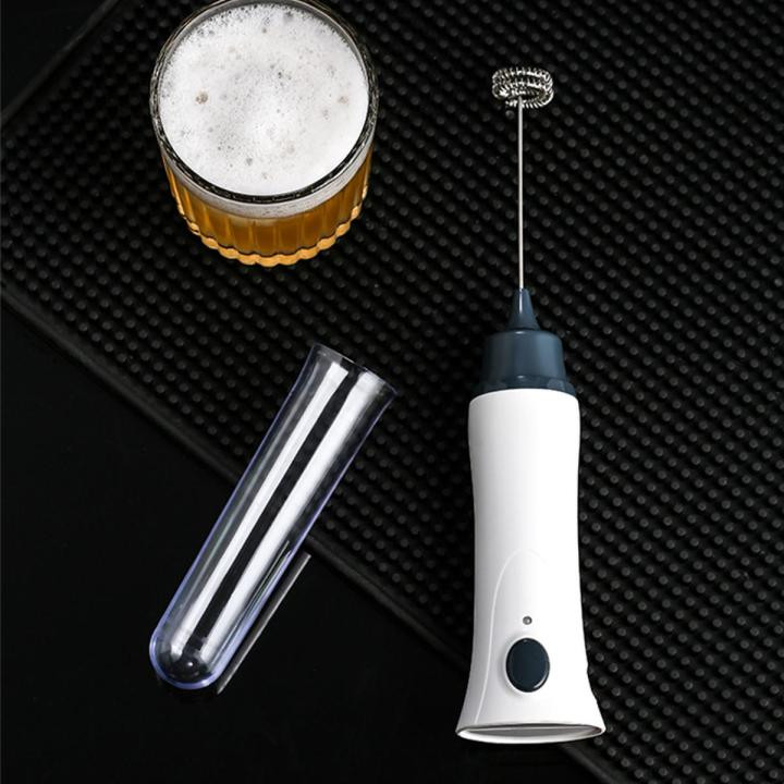 Rechargeable Eggbeater Stainless Milk Frother Foamer Blender Coffee Mixer with Charging Cable