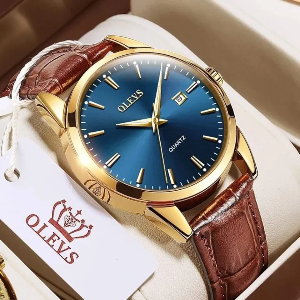 New Men Watch Luxury Leather Luminous Hand Watch Brown & White - Watch For Men