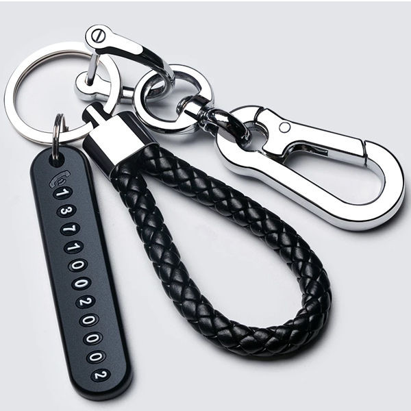 Anti-Lost Car Key Pendant Split Rings Keychain Phone Number Card Keyring Auto Vehicle Key Chain Car Accessories