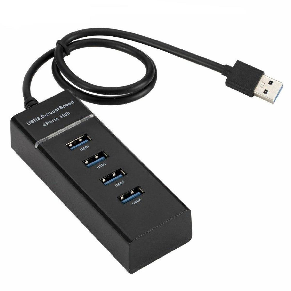 High Speed USB 3.1 4 Port USB 3.0 Hub for PC Laptop Tablet – Black
