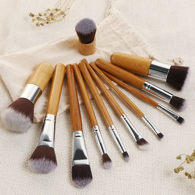 Bamboo Makeup Brush Set - 11 PCS - Makeup Combo Set - Makeup Brush Set - Makeup Combo Set