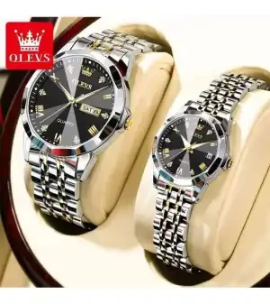Olevs Luxury 9931 Trendy Korean Style Luminous Calendar with Individual Gift Box Couple Watch