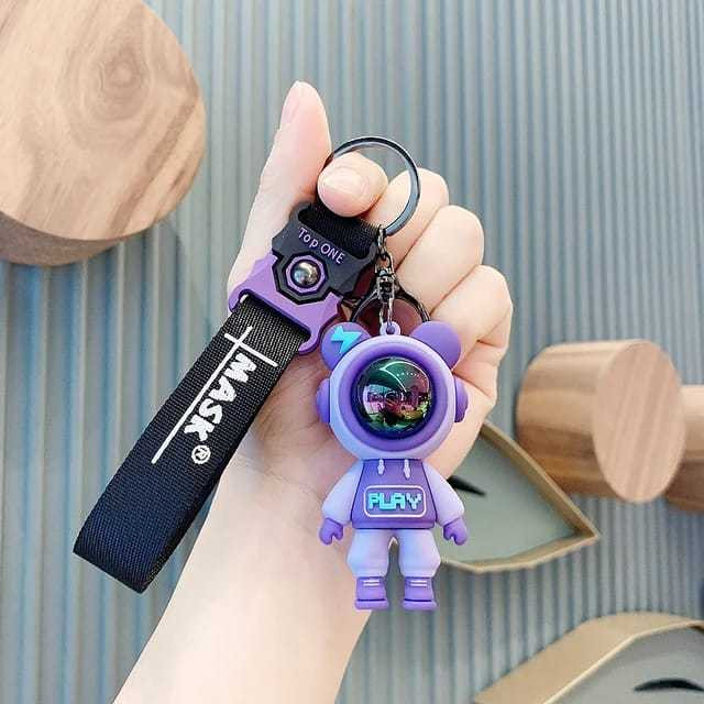 Astronaut Bears Keychain Cute Key Chains Ring Fashion Cute Animal Bag Key ring Holder for Motor Bike Car Accessories Gift