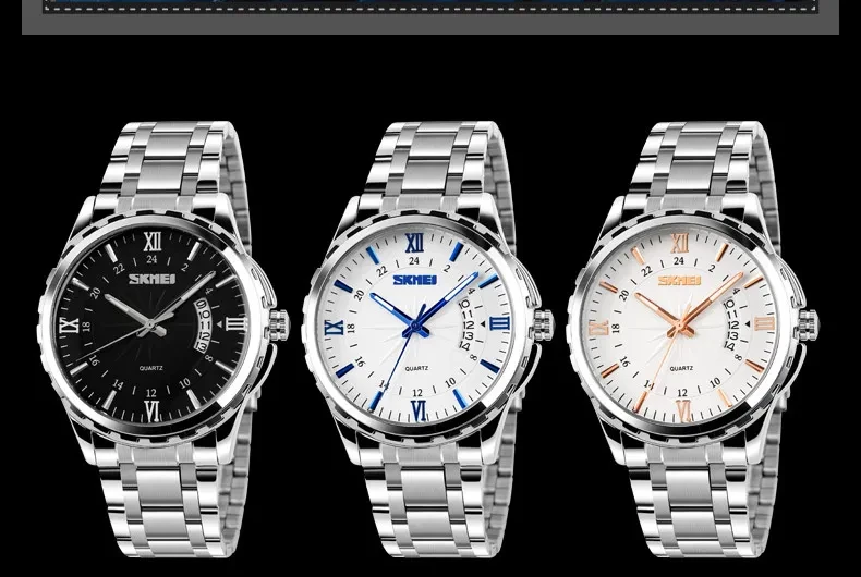 SKMEI Men Fashion Watch Business Quartz Stainless Steel Fashion Waterproof Casual Wristwatches 9069