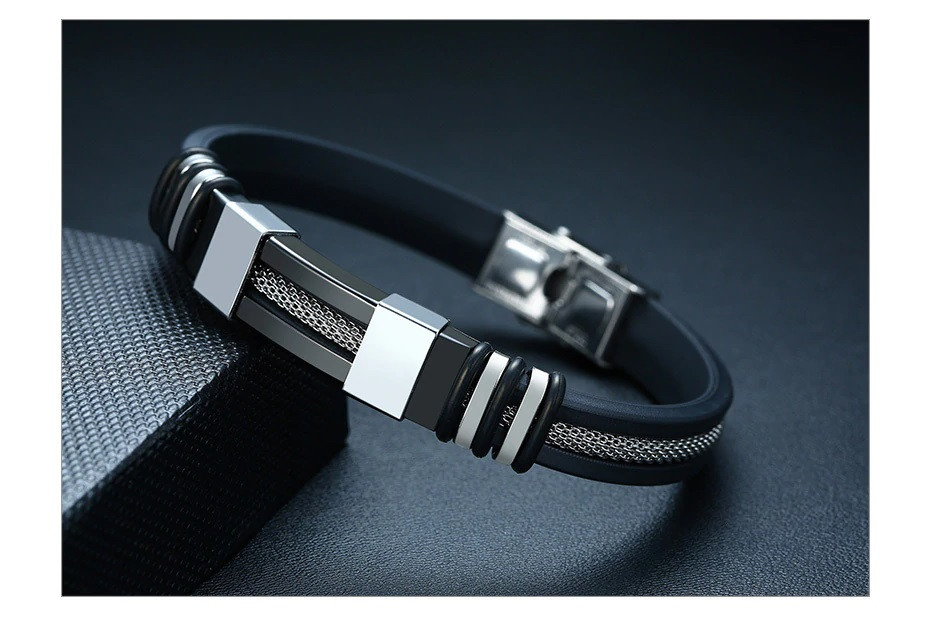 Stainless Steel Bracelet Men'S Wrist Band Black Link Punk Wrist Stylish Gifts - Elevate Style Stainless Steel Bracelet Designed For Men