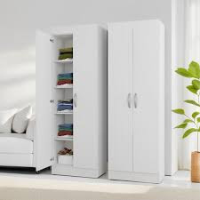 CASPIAN Super White Texture 2 Door Almirah with 5 Clothes Storage Shelves Wardrobe for Clothes Cabinet