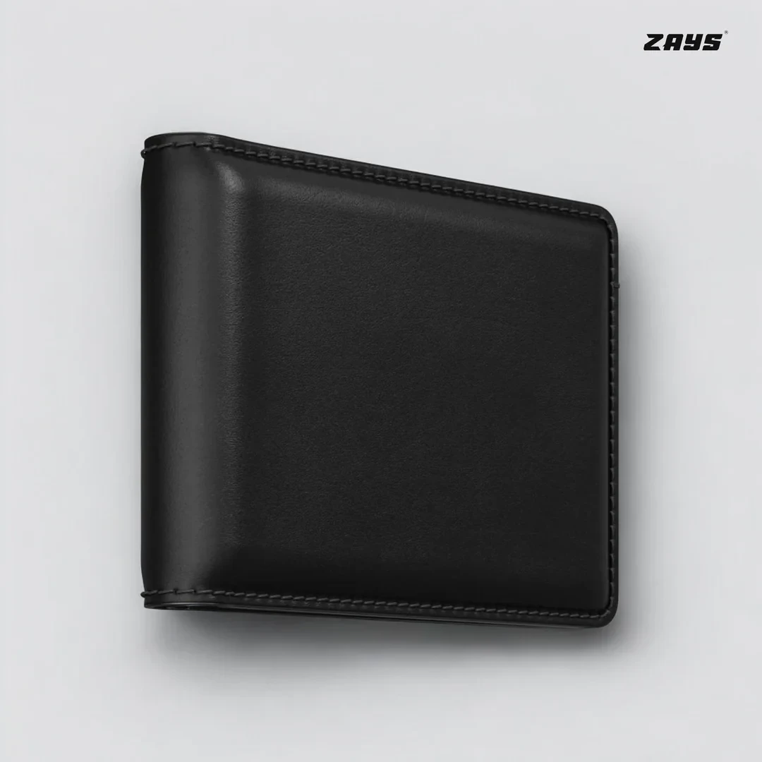 Leather Short Wallet For Men - Black