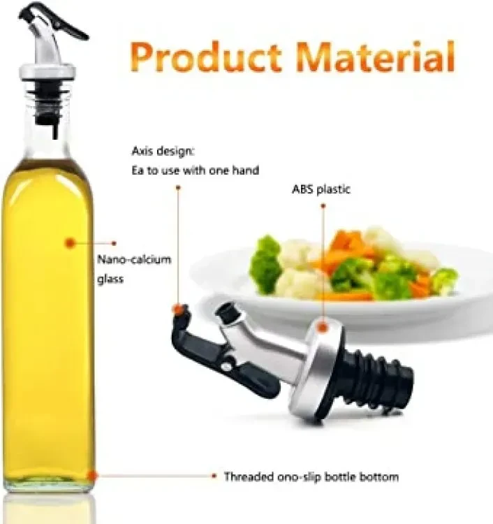 Glass Oil Dispenser 500 ml. Dispenser Cork Free with Bottle Set. 2 Piece 1 Set Oil Dispenser.