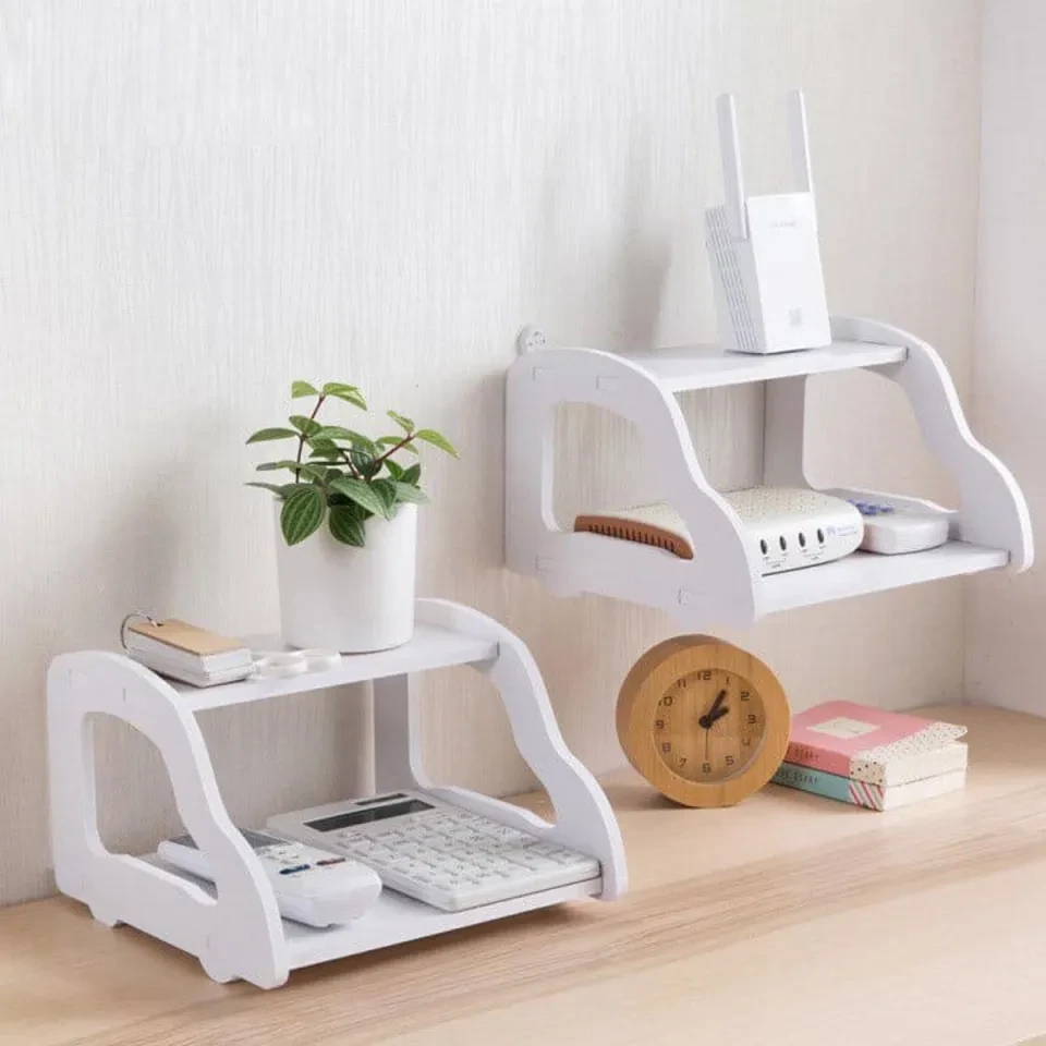 First Deal Wifi Router Stand Shelf Double Layer Wall Mounted Shelf Home decorator