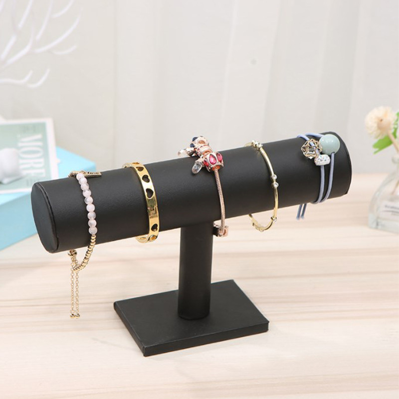 Watch Bracelet Display Stand Velvet Chain T-Bar Rack Jewelry Organizer Hard Display Holder Black Pink Single Tier