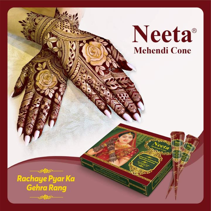 Neeta Natural Henna Mehandi Cone 12pis -Indian