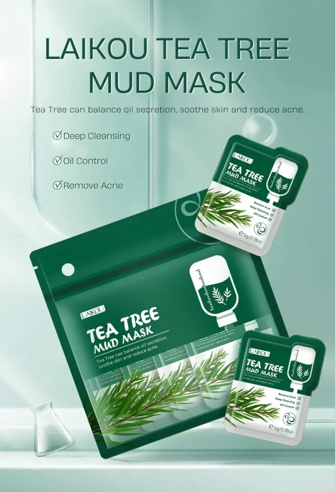 Laikou 5 Piece Tea Trees Mud Mask Antiy Rinkel Night Facial Packs Skin Clean Dark Circle Moisturize Anti-Anging Skin Care