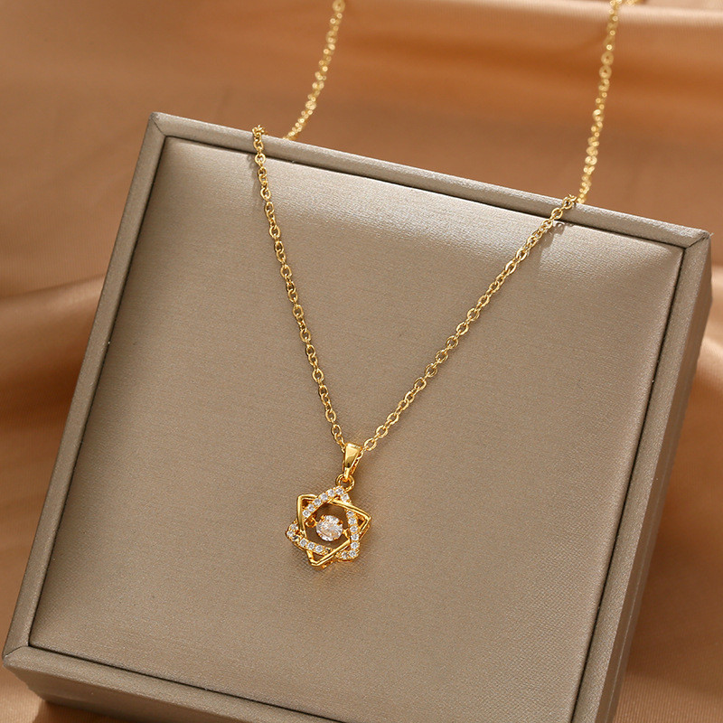 Star Point Titanium Steel Real Gold Electroplating Neckless for Women