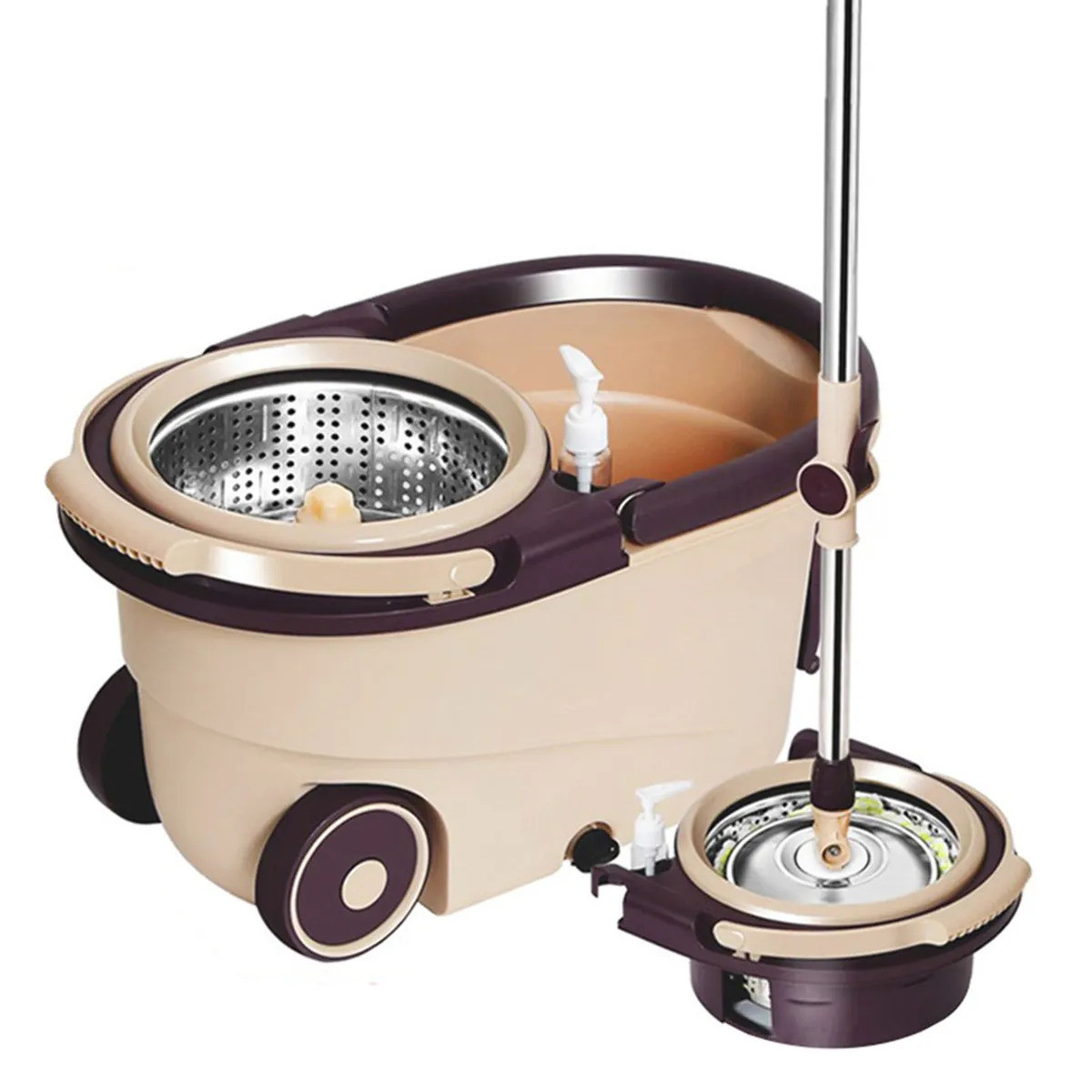 Make Cleaning a Breeze 360-Degree Floor Cleaning Spin Mop with Wheels & Mop Bucket Set with Removable Basket-Unique Choice For Household Cleaning
