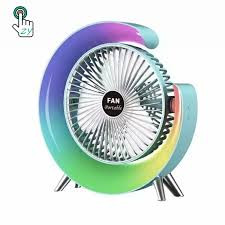 G shape 7 colorful LED night light desktop fan 1800mah rechargeable Home dormitory office air circulation electric portable fan