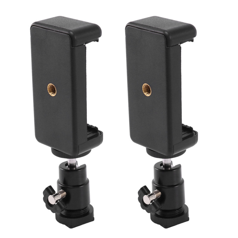 2 In 1 Mobile Phone Clip Holder 360 Ball Head Hot Shoe Adapter Mount Fit For Dslr Slr Camera