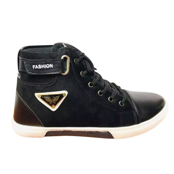 High Neck Sneakers for Men: Lace-Up Fleece and Hard Sole - Ultimate Comfort and Style