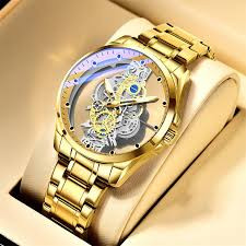 Rosra New Men Watch Skeleton quartz Watch Gold Vintage Man Watches- Inventive Choice