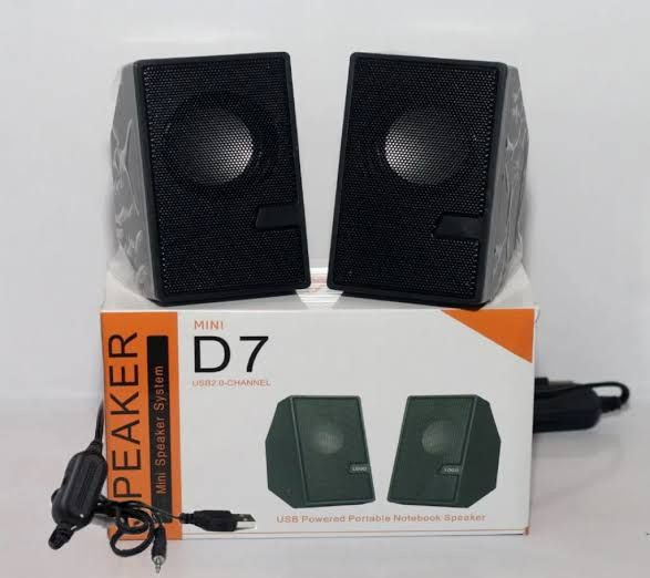 D7 Speaker For Mobile And Pc - Mini Sound Box - Woofer - Black - Enhanced Audio Experience For Multimedia