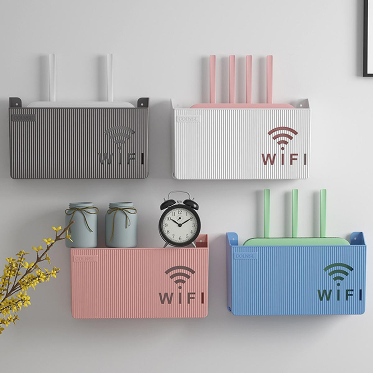 Wall Mounted Wireless WIFI Router Shelf ABS Plastic Storage Box Router Rack Cable Power Bracket Organizer Box for Living Room